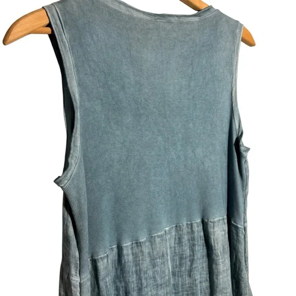 INIZIO | Sleeveless Sea Blue Tier Dress with Tie-Front Linen Over Cardi size XL - Picture 10 of 12